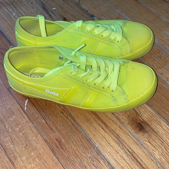 COASTER NEON GOLA RETRO CANVAS TRAINERS - YELLOW Womens 7 - Picture 2 of 4